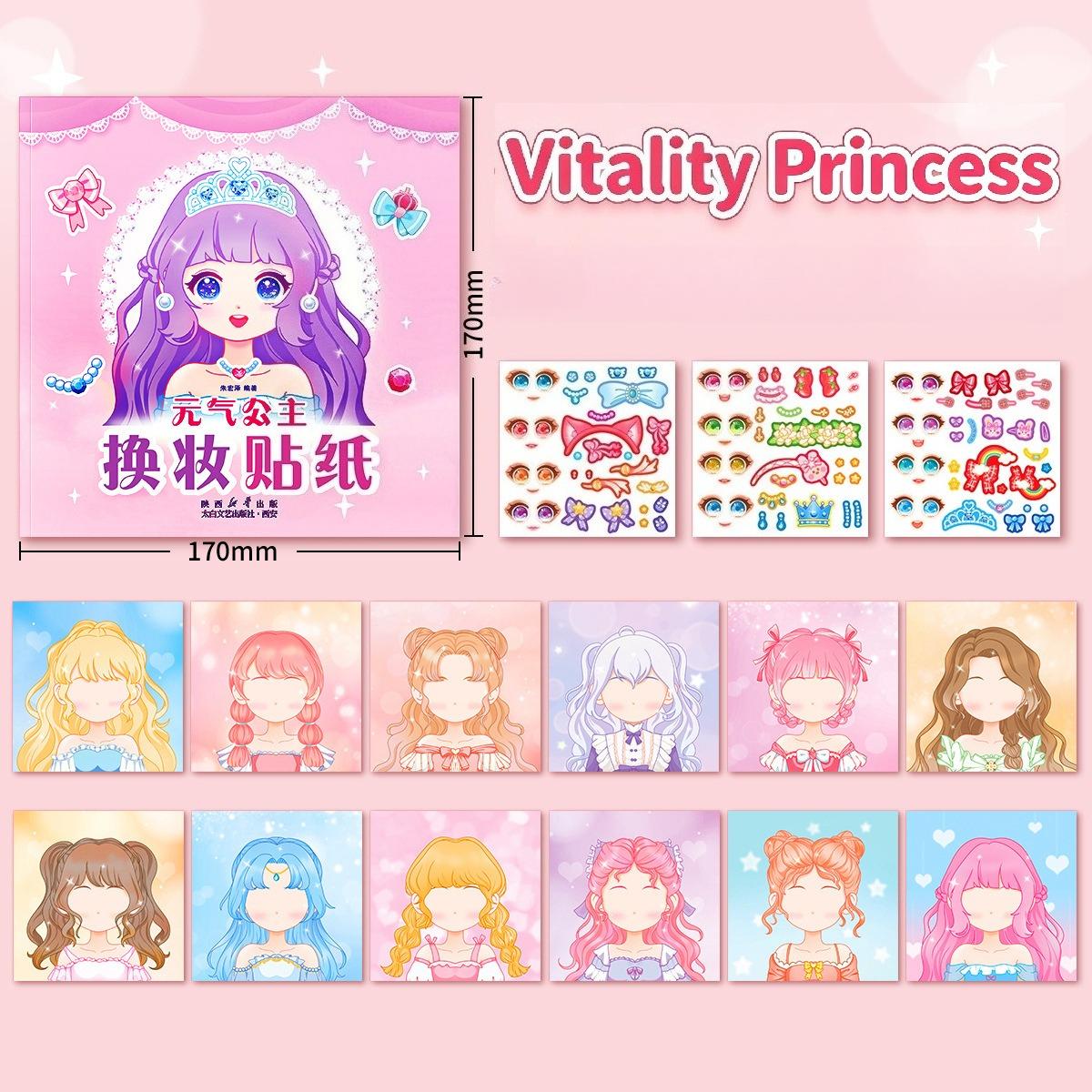 

Animation Princess Game Stickers 15 Pages Make A Face Stickers For Girls Handicrafts Creative Kids Costume Stickers Plaything Durable