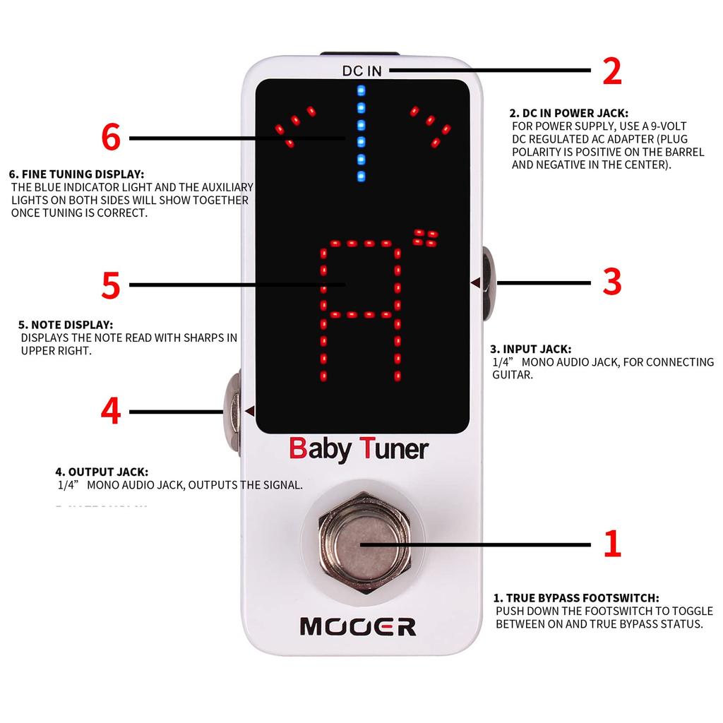 MOOER-Electric Guitar Effects Pedal MTU1,MEQ1,MOD1,MPH1,MPS1,MCS2,MOC1,MBD2,MME2,MDS2 True Bypass for Guitar Bass