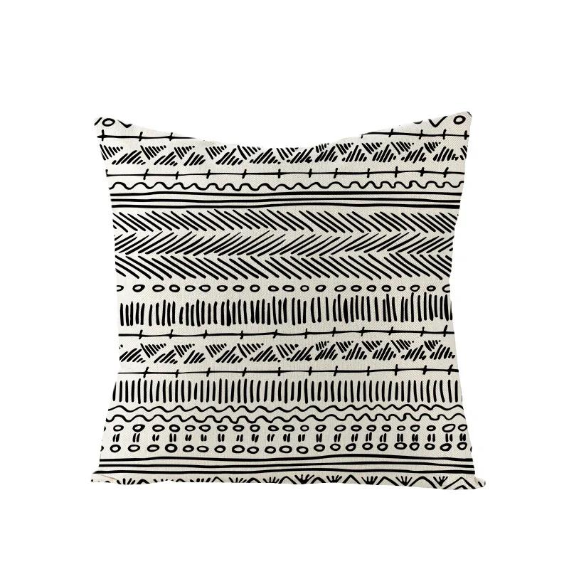 Linen Simple Black White Geometry Cushion Case Modern Nordic Simple Decorative Pillows Case Livingroom Sofa Couch Throw Pillows