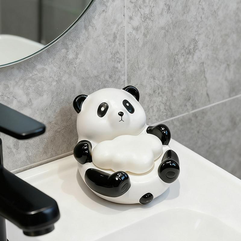 Suport creativ pentru săpun Panda, Suport portabil pentru săpun, Cutie de depozitare pentru săpun cu scurgere, Suport drăguț pentru săpun pentru baie, Ornament pentru decorarea casei