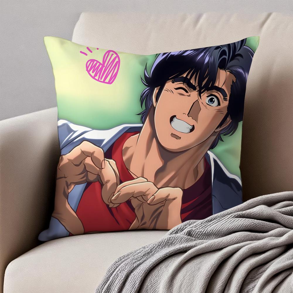 Fashion CCity Hunter SShinjuku Private Eyes Cushion Cover Pillowcase Antidustmite Invisible Zipper Short Plush Sofa Cushion