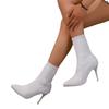 Fashion 2024 Winter High Quality Women's Boots New Fashion Pointed Toe Solid Color Cloth Stiletto Women's Short High Heel Socks Boots