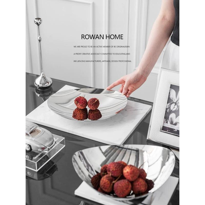 Nordic Stainless Steel Serving Tray Luxury Fruit Bowl Metal Plate Dishes for Candy Dessert Snack Hotel Home Decoration