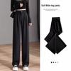 Women's Black Wide-Leg High-Waist Drape Pants - Spring 2024 Fashion
