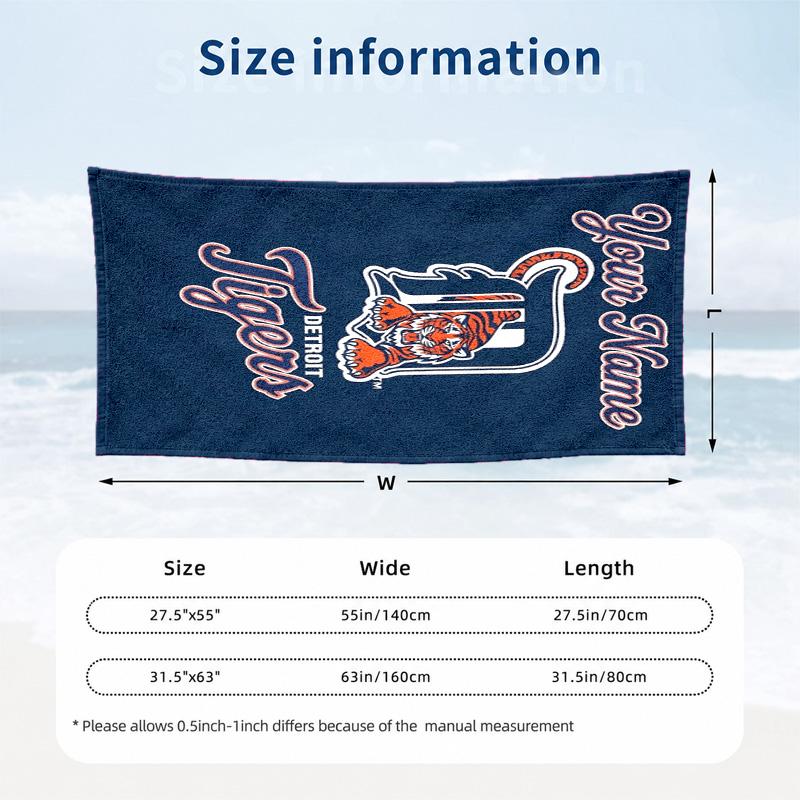 Detroit Tigers Custom Name Beach Towels Also Serve As Bath Towels Summer Essential a Musthave for the Outdoors the Beach and the Pool