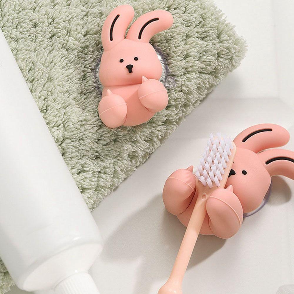 Cartoon Rabbit Bear Toothbrush Holder Wall-mounted Sundries Storage Rack  Home