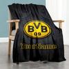Borussia Dortmund Personalized Text Blanket Throw Customizable Blanket Comfortable Perfect for Seaside Office Chair Picnics Sofa