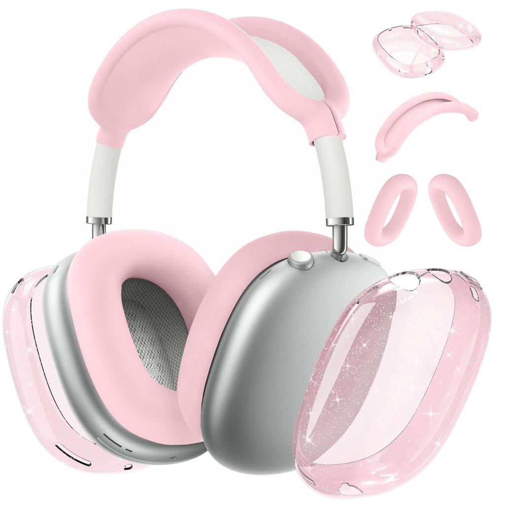 Applicable AirPods Max Over-Ear Headphones Transparent Glitter Silicone Case
