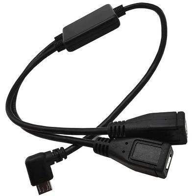 Розгалужувач та кабель Micro USB, 5-контактний штекер до 2 гнізд, кутовий лівий правий, зарядний пристрій, кабель для передачі даних 2-в-1, адаптер половинної довжини 30 см