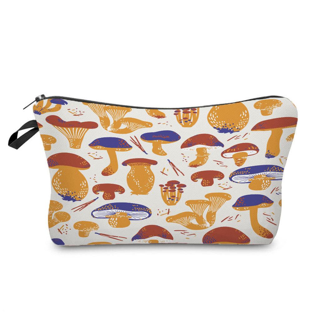 Women Mushroom Print Cosmetic Bag Toiletries Organize Travel Storage Case 6383