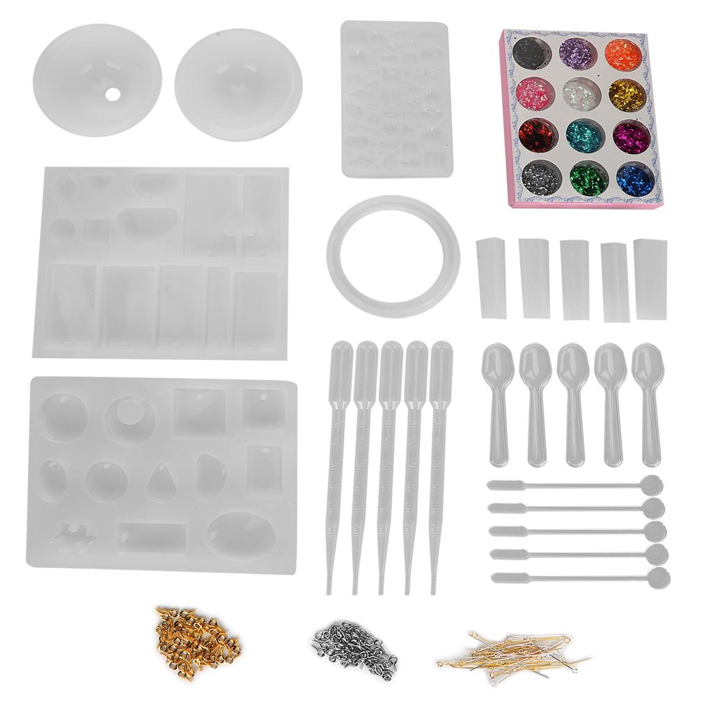 DIY Craft Jewelry Pendant Making Mold Jewelry Casting Silicone Mold Glitter Powder Set
