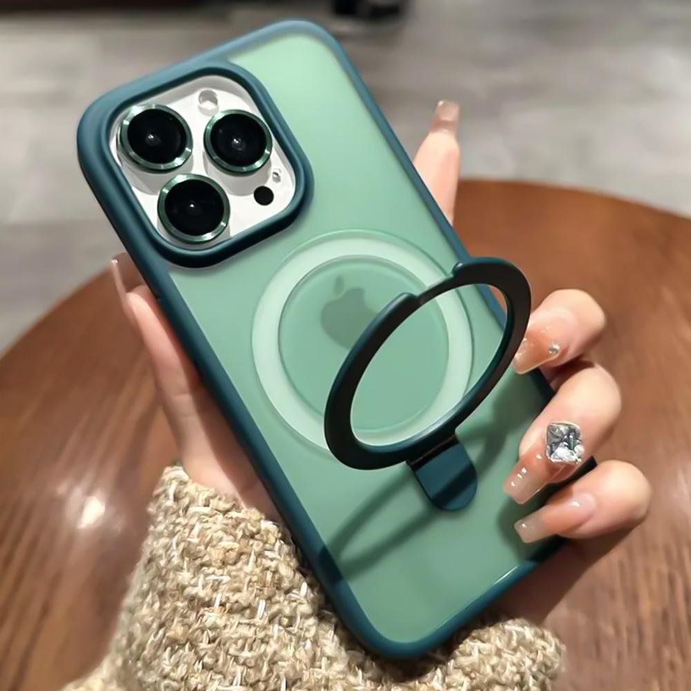 Magnetic Metal Ring Bracket Case For 16 17 Pro Max 14 Plus 12 13 15 Pro Max 16E For Magsafe Camera Protection Phone Cover