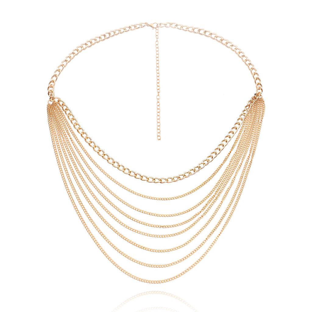 Europe, America, the new multi-layer simple chain body chain female, retro sexy punk metal waist chain