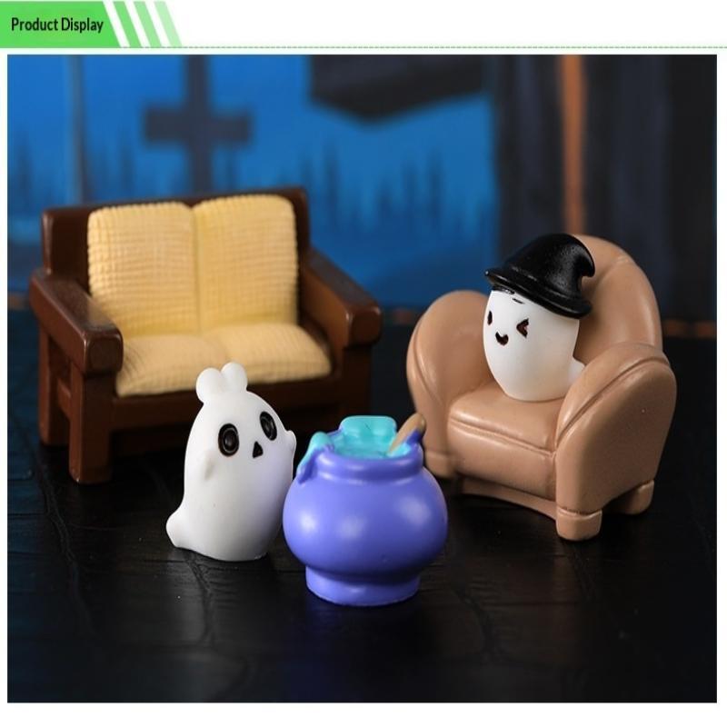 Cute Halloween Themed Mini Rabbit Resin Figurines Adorable Cartoon Durable Texture For Desktop Decor Halloween Party Favor