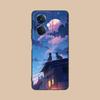 Luna Moon Cat Mobile Phone Case for OPPO Reno 14 13 12 11 10 9 8 7 6 5 F T Pro 5G Colorful Printing Cover Cover Pretty Luxury