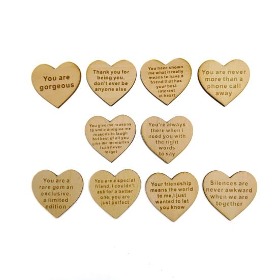 Friendship Tokens Wooden Box with Heart-Shaped Inspirational Cards for Women Unique Gift