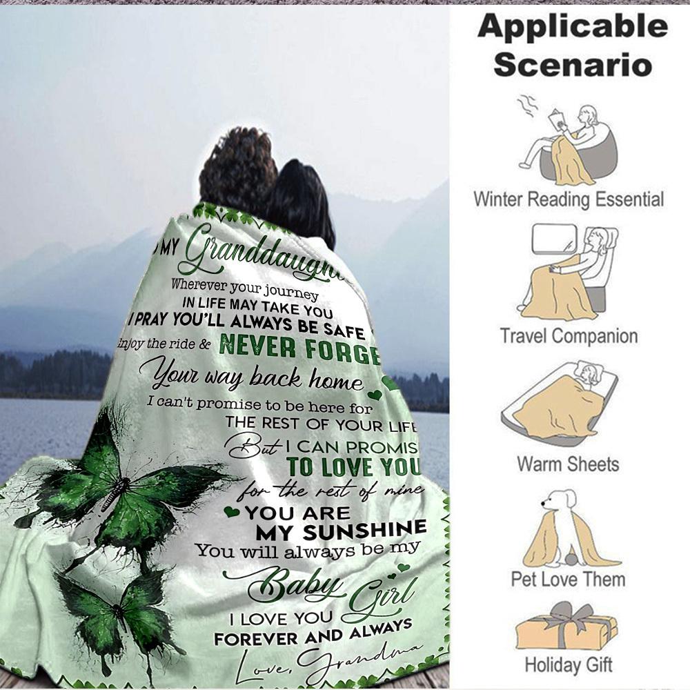 1pc To Granddaughter Love Envelope Blanket, Lightweight Flannel Throw For Sofa, Bed, Travel, Camping, Livingroom, Office, Couch, Chair