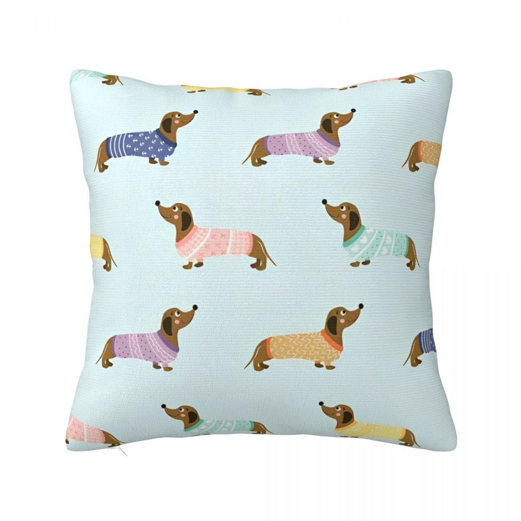 Dachshund Valentines Day Pillow Covers Polyester Home Dogs Animal Cushion Cover Cool Decorative Pillow Cover 4545