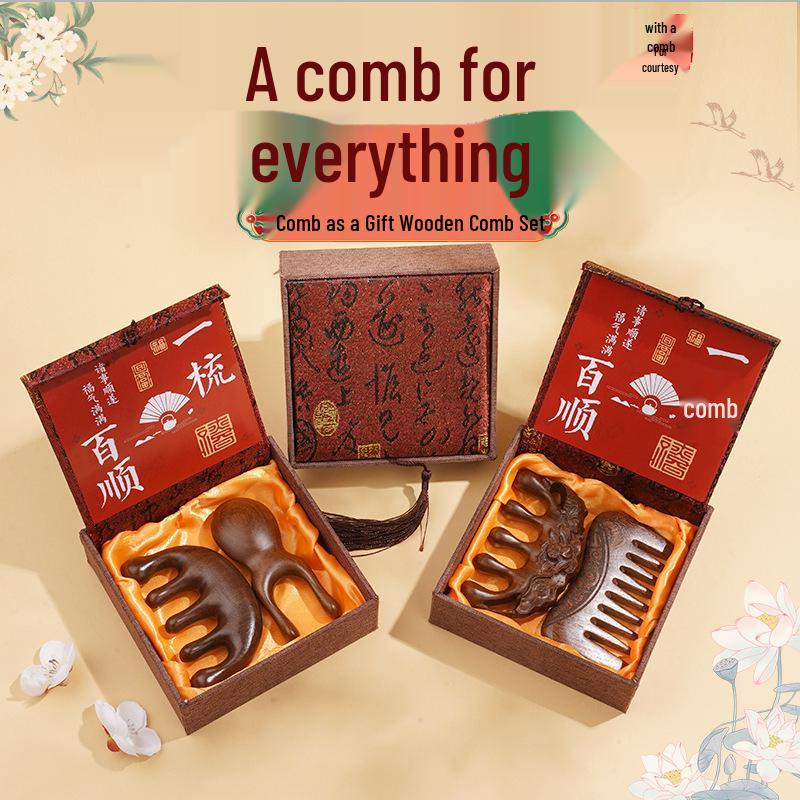 Chinese Sandalwood Comb Gift Set: Elegant Teacher's Birthday Souvenir for Girls