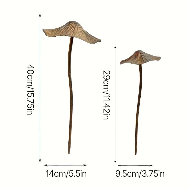 2PCS Metal Mushroom Yard Art - Garden Decorative Stake,Mushrooms Statue Decor for Pathway, Floor, Garden,Lawn,Outdoor Decoration