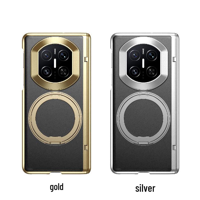 Stylish Transparent Electroplated 360° Rotating Stand Drop-Proof Hard PC Case for Huawei Mate X7 Foldable Screen.