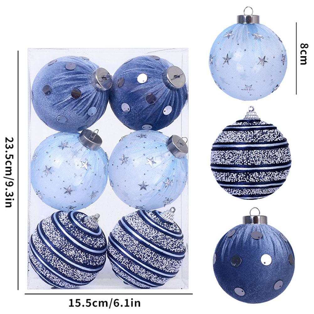 6 Pieces Foam Christmas Ball Set 8cm Ornaments with Hanging Loops for Tree Home Holiday Office and Event Decoration