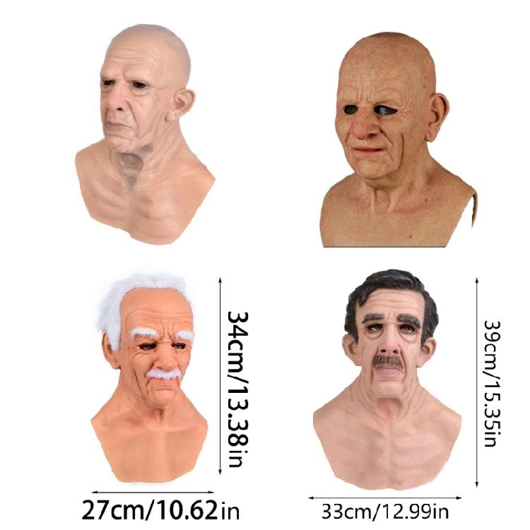 Halloween Old Man Latex Mask Smokingh Grandmothe Home Festival Party