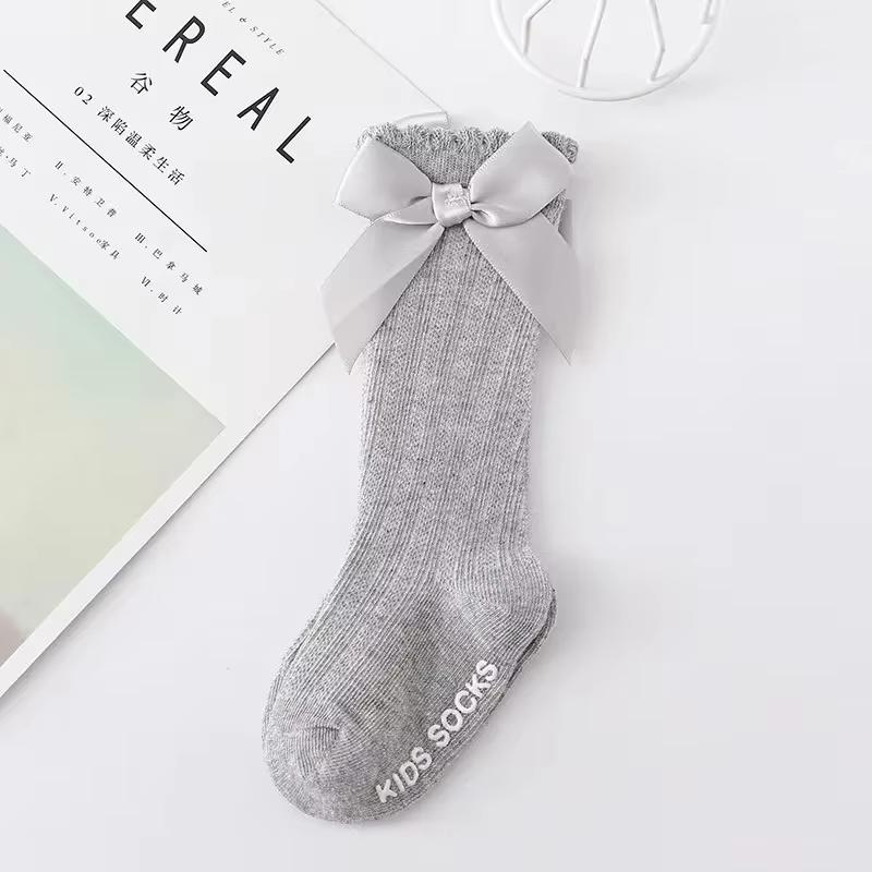 Baby Mädchen Große Schleife Kniehohe Socken Frühling Herbst Kinder Zuhause Mittelwade Prinzessin Bodensocke Kinder Kleinkind Rutschfeste Strümpfe 0-3J