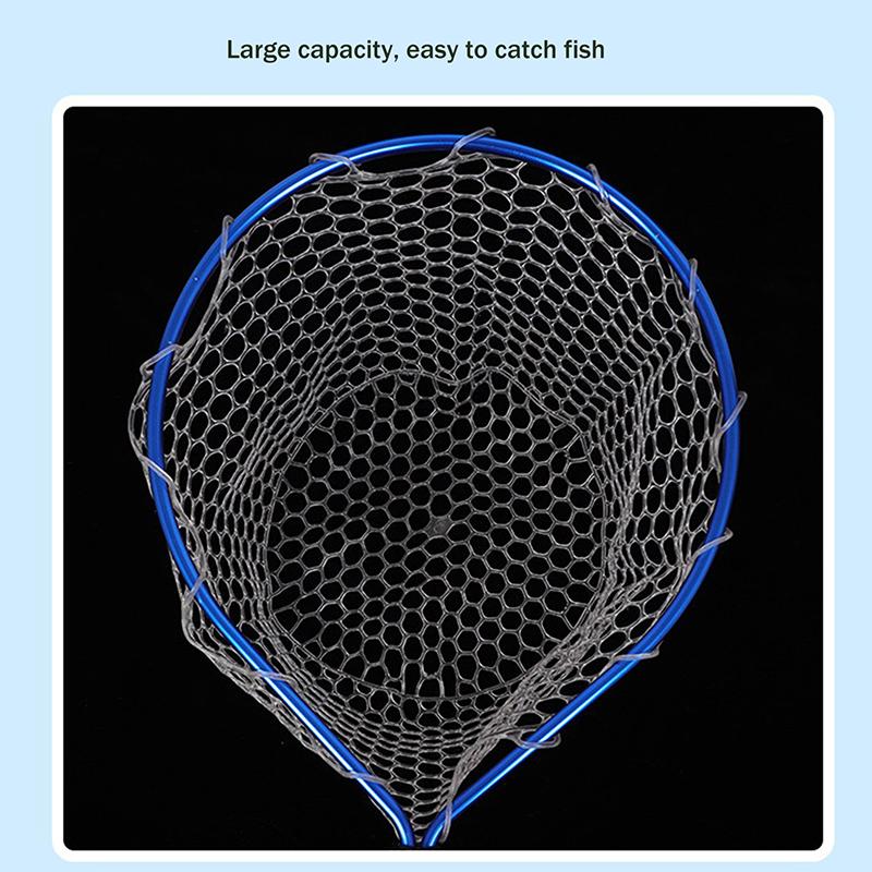 Portable Fishing Nets Ultralight Aluminum Alloy Silicone Wear Resistance Mesh Hand Dip Casting Landing Net For Fly Fishing