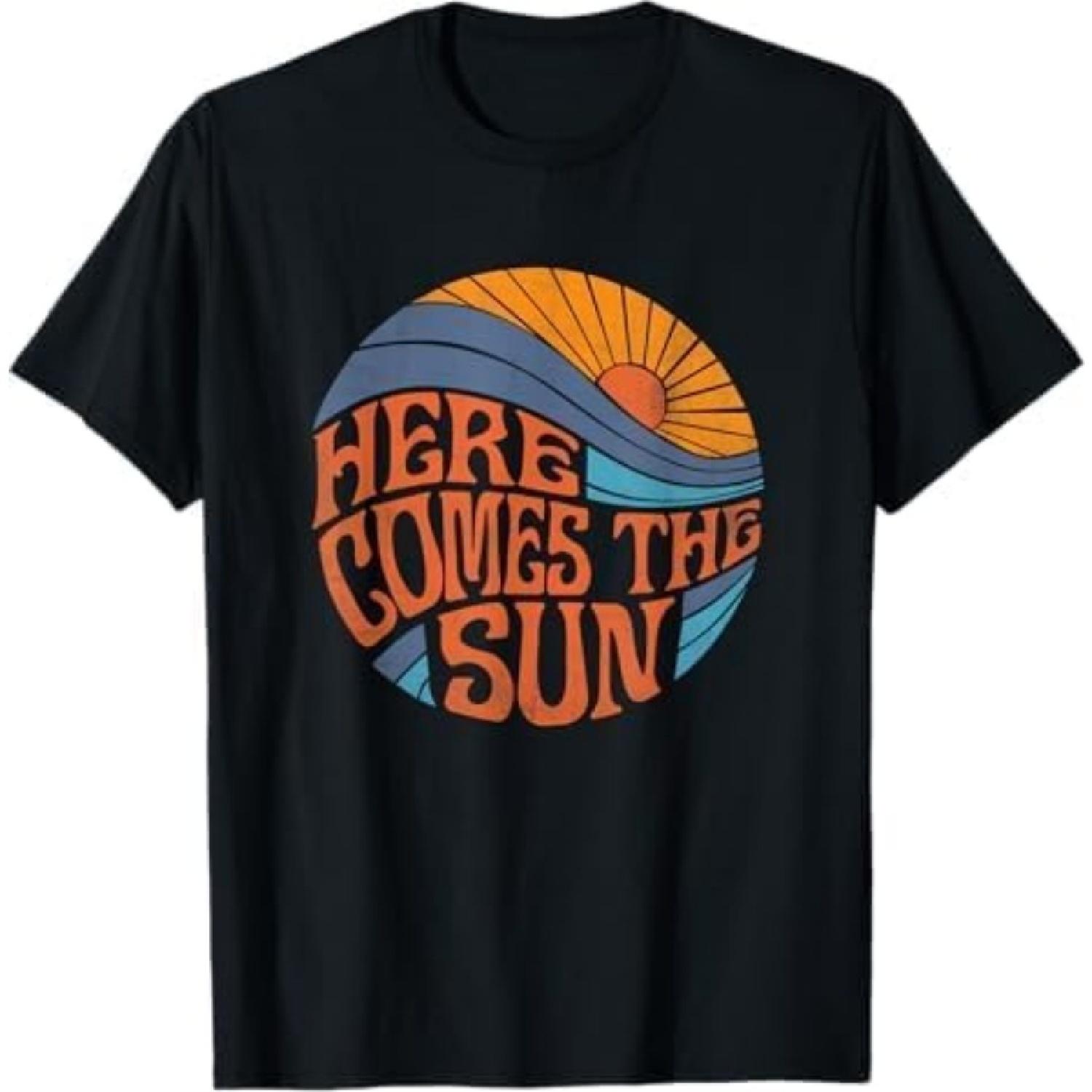 Here Comes The Sun Vintage Retro Sixties Surf Summer Beach T-Shirt NGO Black XXXXXL разноцветный