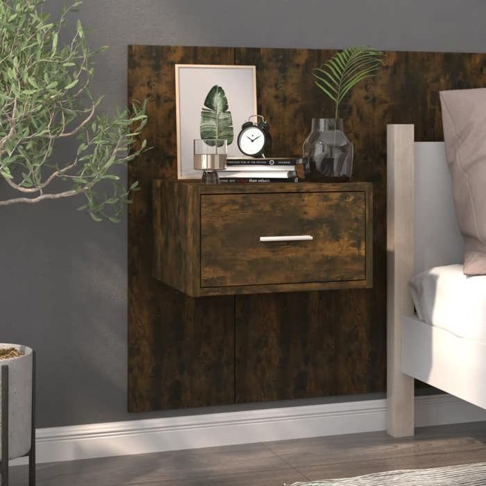 VidaXL Wall-mounted Bedside Table Smoked Oak 816952