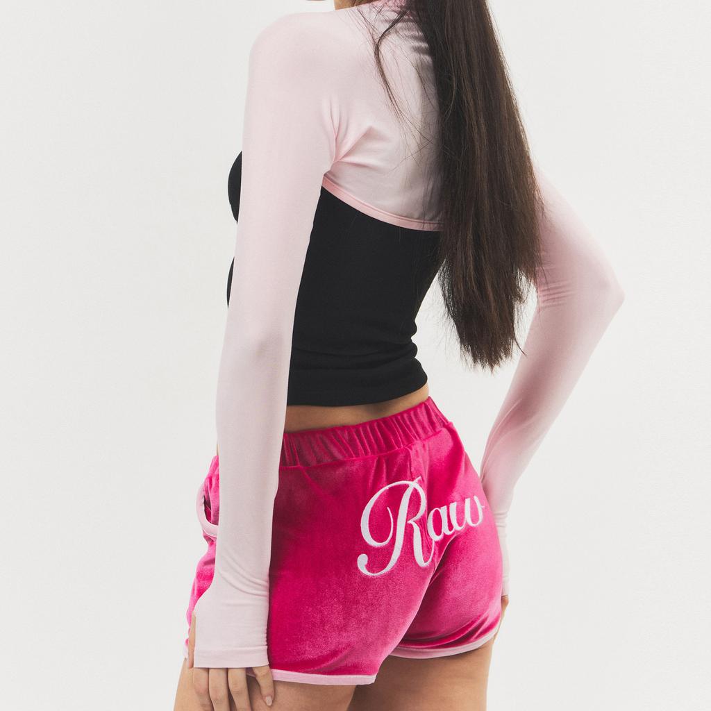 RAWMANTICS Raw Logo Velvet Hot Dolphin Pants Hot Pink