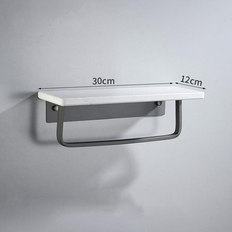 Black/White Marble Bathroom Shelf Wall-mounted Bathroom Storage Rack Aluminum Shower Stand With Rod Bathroom Accessory