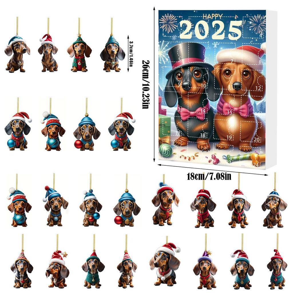 Christmas Countdown 24 Day Dog Pet Pendant With Acrylic Material For Holiday Decor And Gift Giving