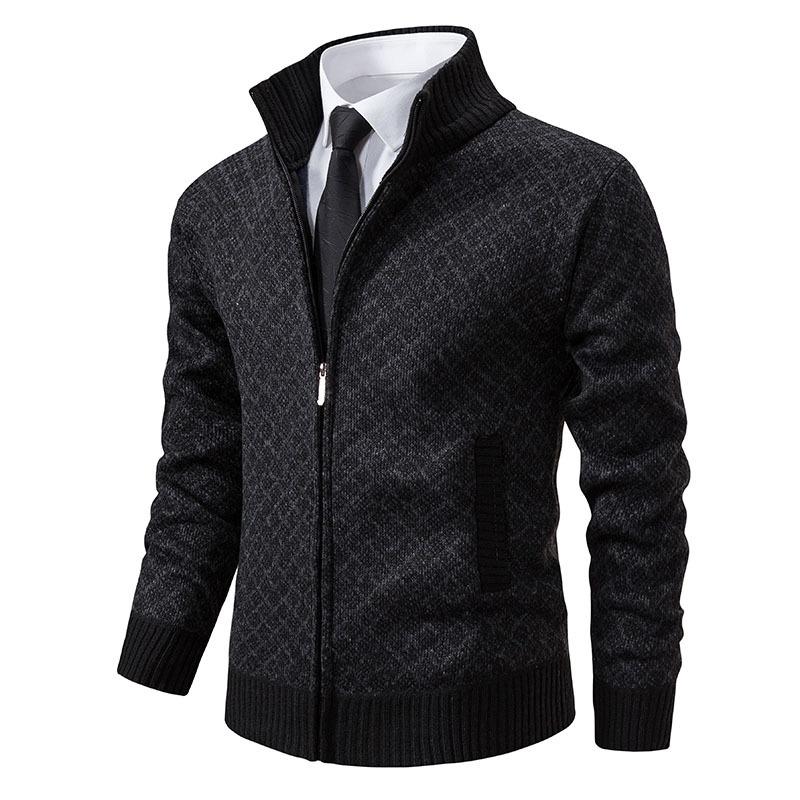 

Men s Casual High Collar Long Sleeve Knitted Top with Velvet Warmth for Autumn and Winter Fashion Multi Functional Jacket M