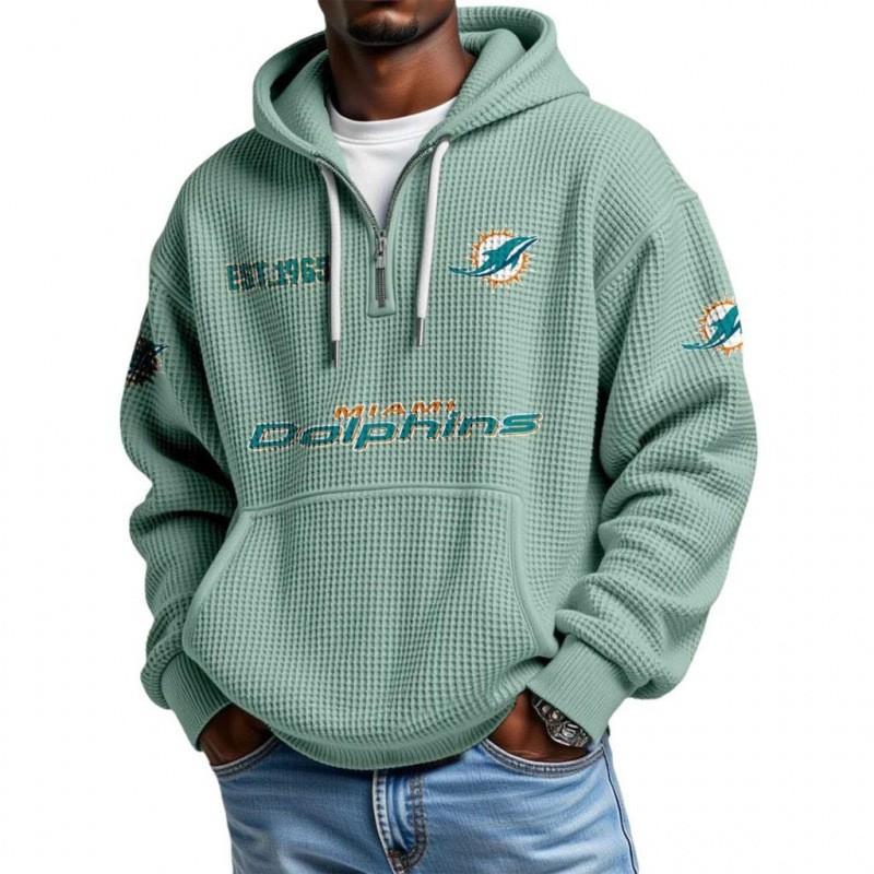 Mens Zip-Up Hoodie NFL Collection Streetwear Loose Fit Casual Sweatshirt Fall
