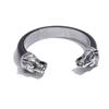 Yhpup 62mm Vintage Leather Wolf Personality Fashion Cuff Open Bracelet Bangle for Men Stainless Steel Wrist Wide Jewelry
