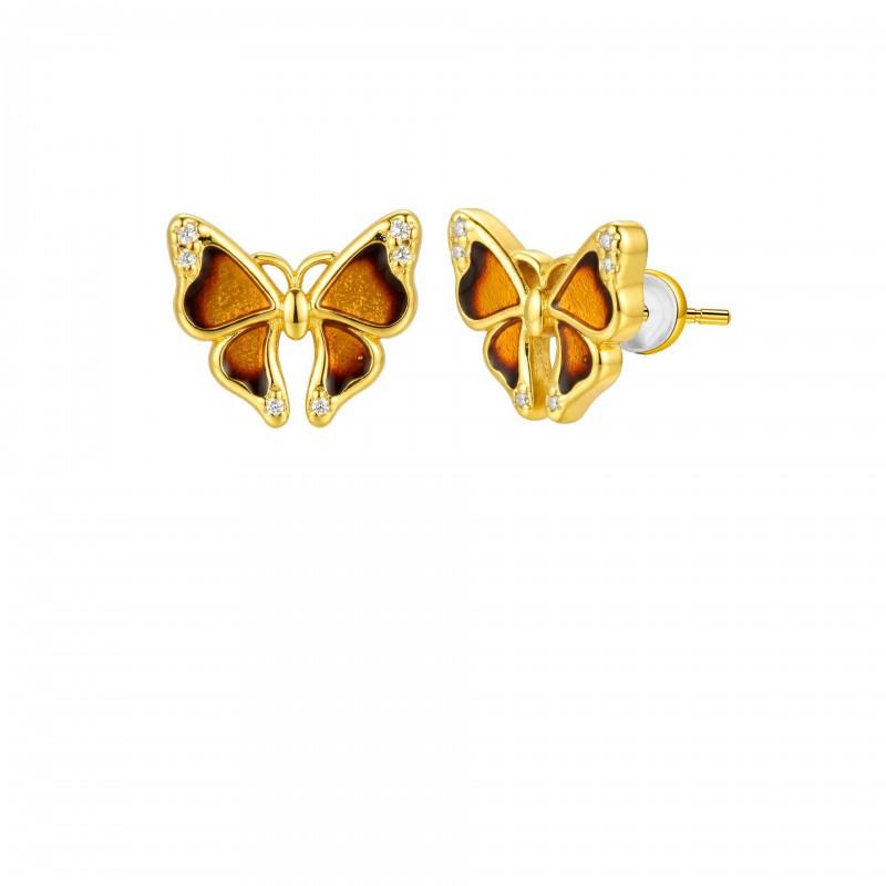 Butterfly Stud Earrings Women Sterling Post Gold Plated Lightweight Minimalist Fashion Jewelry Gold-plated Butterfly Stud Earrings