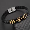 Fashion Starched Pattern Stainless Steel Buckle Bracelet Couple Punk Leather Bracelet Hip Hop Holiday Gift Party Accessories