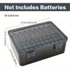Battery Organizer Box Holds 54 AA & AAA Batteries, Transparent Design with Foam Groove for Easy Storage(Batteries Not Included)