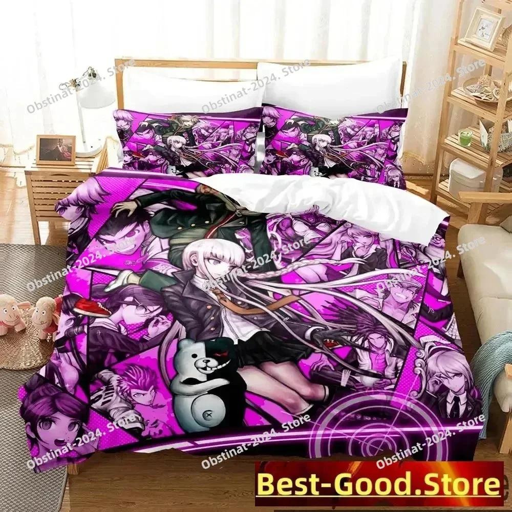 Top Anime Danganronpa Monokuma Bedding Set Printed single Comforter Quilt Duvet Cover Pillow Case 3 Pieces Sets Kids Adult Size