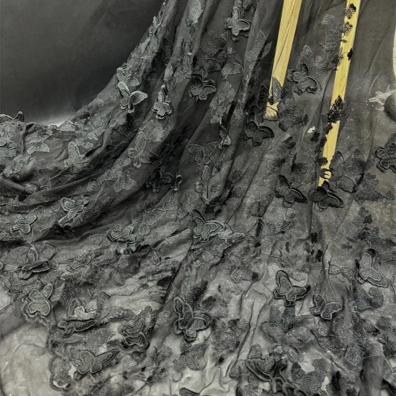 3D Hand-embroidered Cloth for Wedding Fabric Butterfly Embroidery Fabric DIY  for Dress Water-soluble Mesh Embroidery Lace