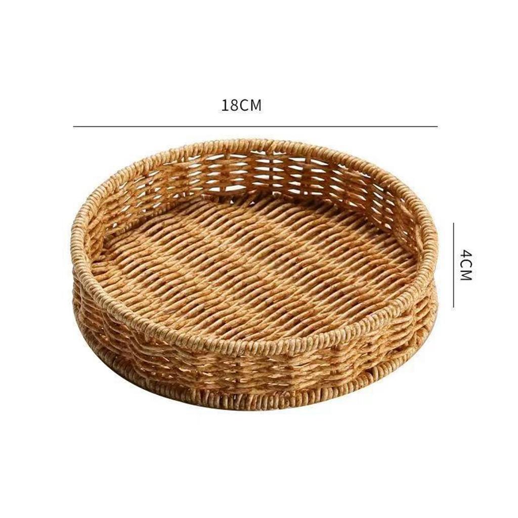 Round Serving Tray Easy To Clean Organizer Tray Bread Storage Basket Hand Woven Basket for Candy Snacks Party Countertop Kitchen