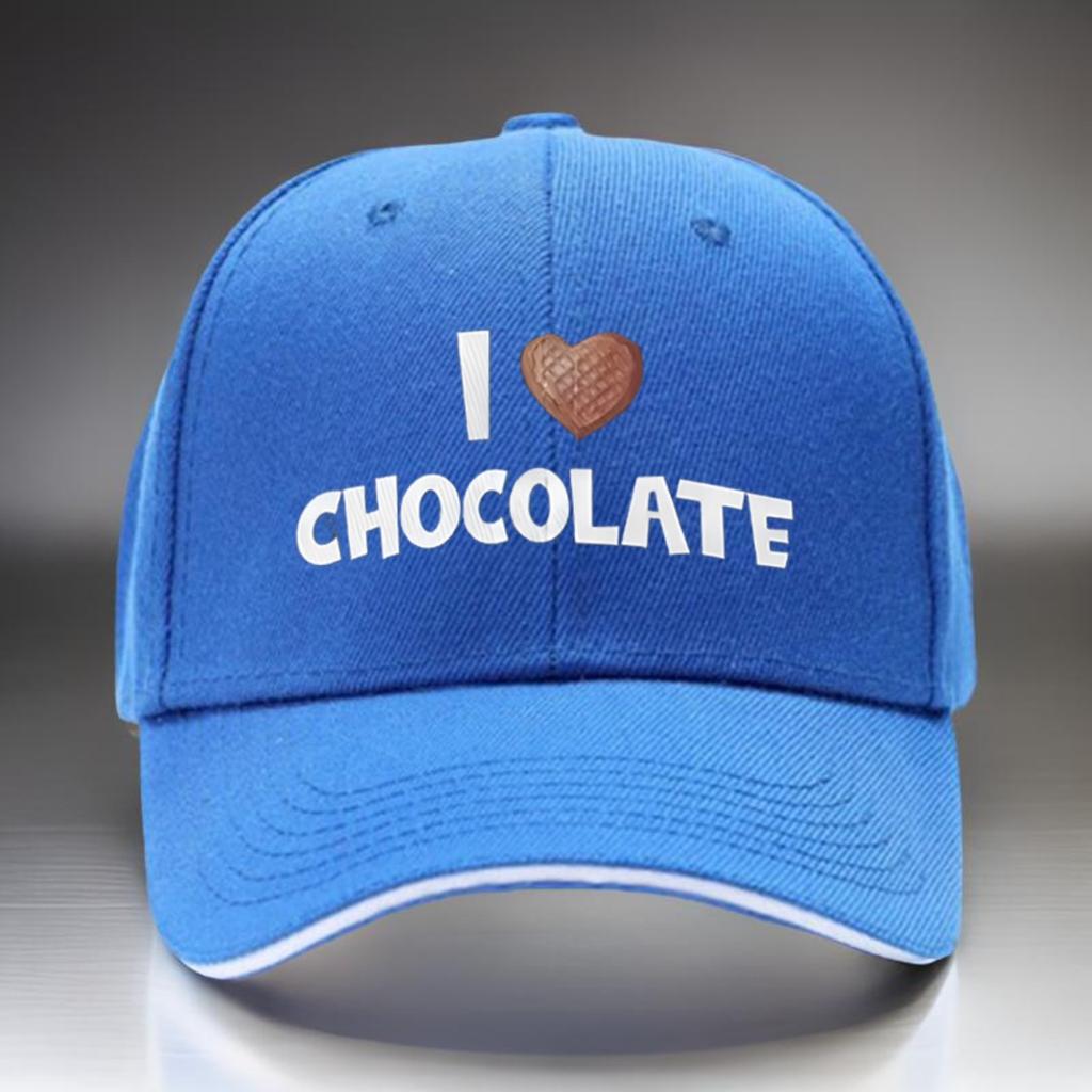I Love Chocolate Graphic Print Baseball Cap Adjustable Polyester Casual Sports Hat for Adult Unisex