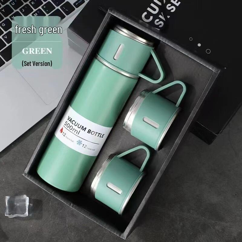 Shengye 3-Lid Stainless Steel Thermos Bottle Gift Set