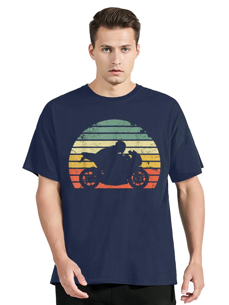 Biker Motorcycle Shirt Silhouette Fitness Tshirt Cotton Tops Tees Mens Clothes Oversized Unisex Tshirt Streetwear Tshirt S