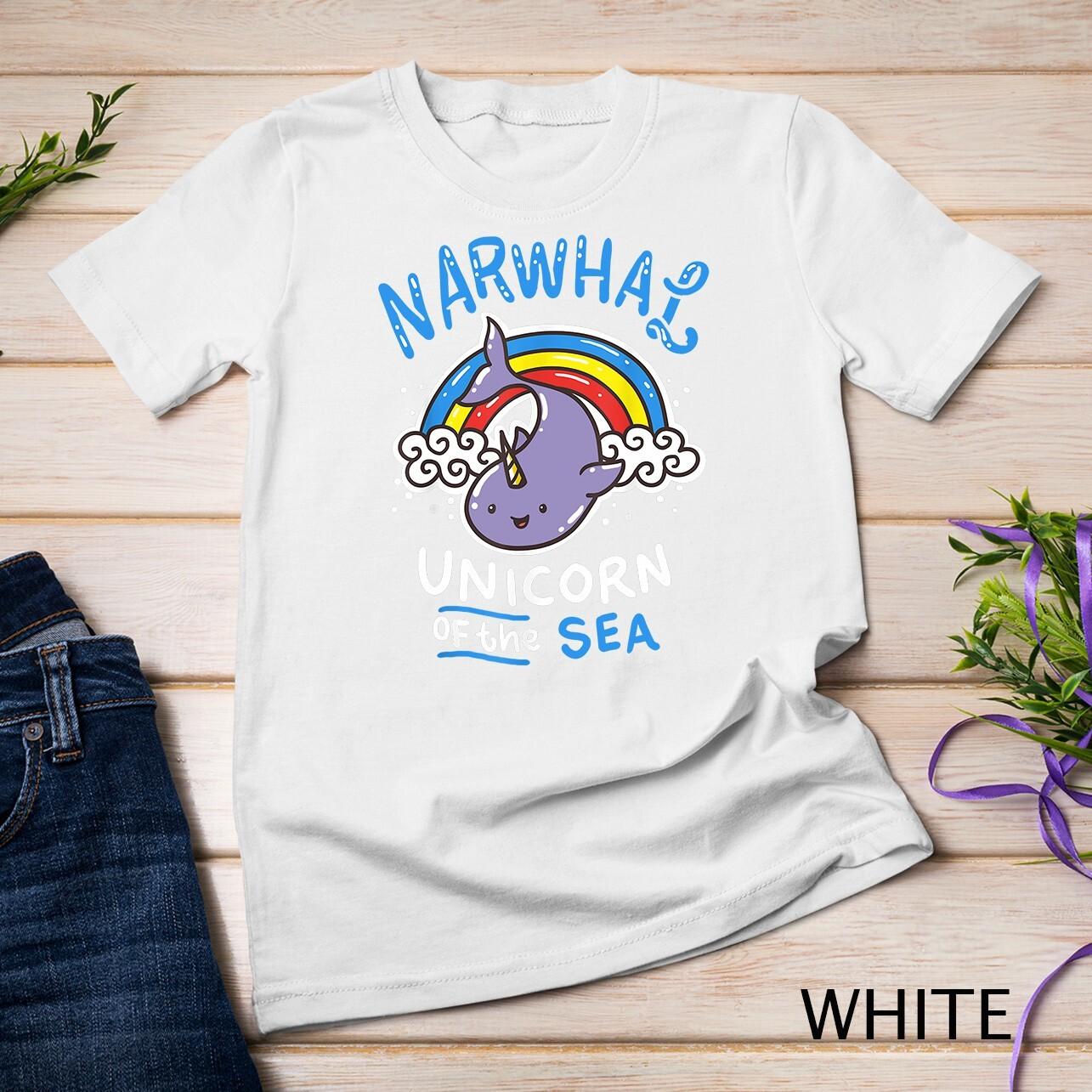Narwhal T-Shirt Mens Womens Tees Top Marine Biology Gift Tee Sea Whale Unisex T-Shirt Mens Womens Tees Top L