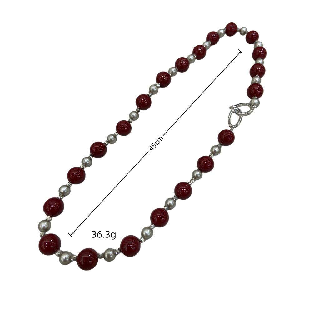 10Mm High Gloss Merad Mocha Brown Angora Red Mixed Color Necklace Clavicle Chain Bracelet