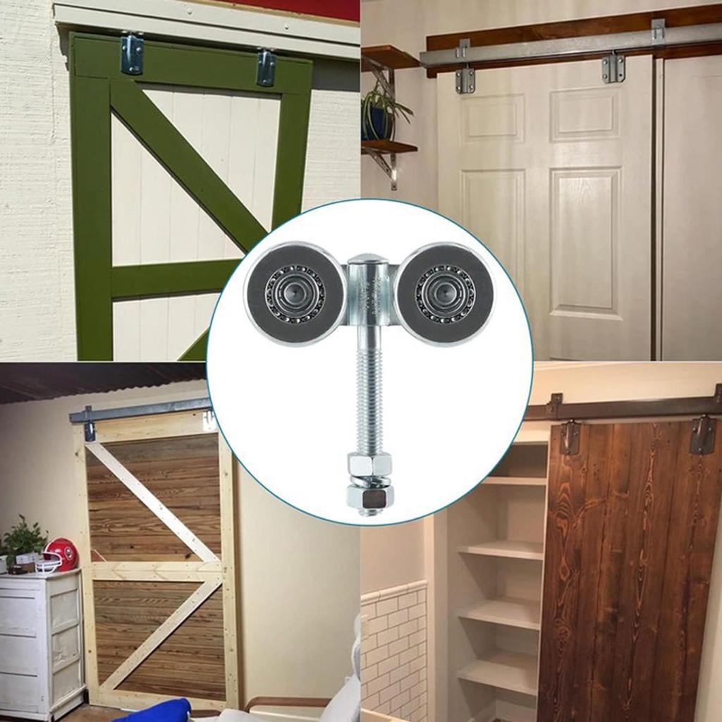 Sliding Door Roller Hardware Slide Doors Pulley 4-Wheels Glass Door Hanging Rail Track Pulley Suspended Sliding Track Wheel