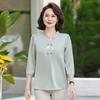 Chinese Style Mandarin Collar Blouse Embroidered Butterfly Half Sleeve Casual Women's Top